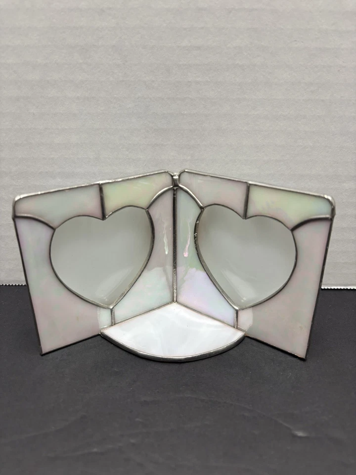 Marco de fotos en forma de corazón de 2 paneles de vitral de madreperla Foto 2 de 4