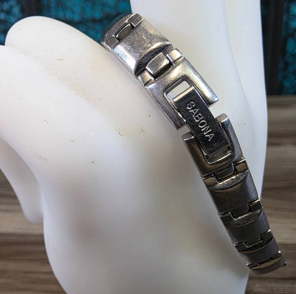 Sabona матовый из нержавеющей стали магнит 8,25» L / XL браслет унисекс ретро Y2K - Изображение 3 из 4