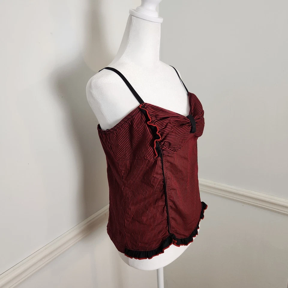 Camiseta sin mangas Y2K Threads de colección talla grande para jóvenes roja negra gótica grunge lazo punk emo Foto 3 de 4