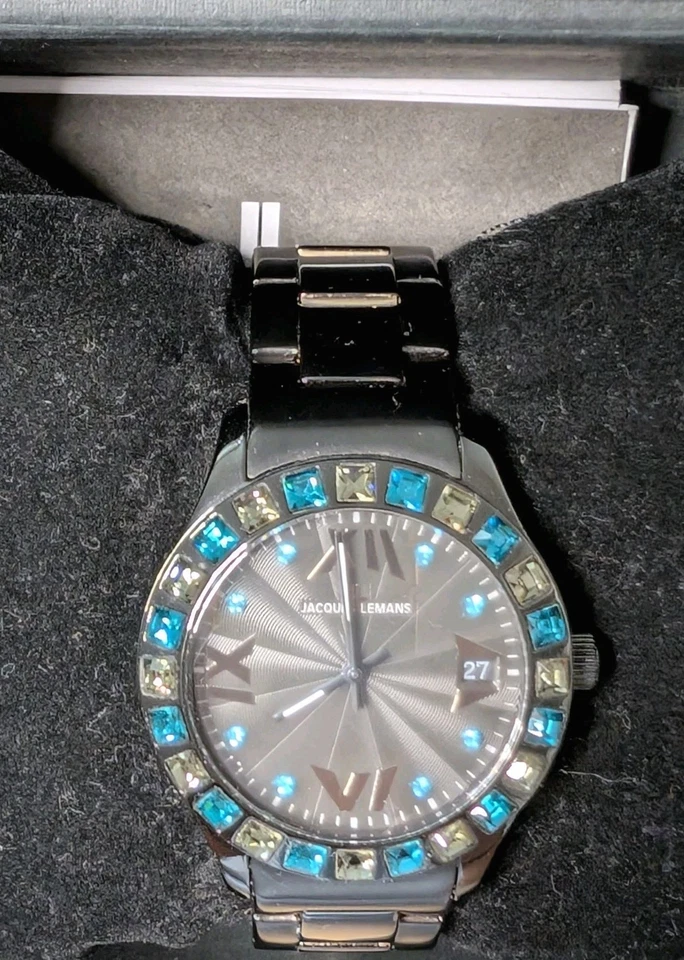 Jacques Lemans Rome 1-1517 Damenuhr mit Metallarmband Swarovski Crystal  - Bild 2 von 4