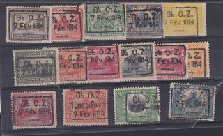 HAITI (26misF 8A) Card of 15 x 1914 Prov opts Mint hinged some slightly heavier