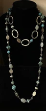 Premier Designs Jewelry St. Lucia 36"+ 4" Necklace 2-Strand Gold, Faux Turquoise