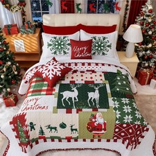 Cmfshape 5 Piece Christmas Quilt Set 5pcs King 106x96 , Reindeer
