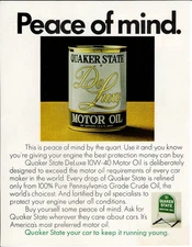 1971 QUAKER STATE Deluxe Motor Oil Can Car Auto Vintage Magazine Print Ad