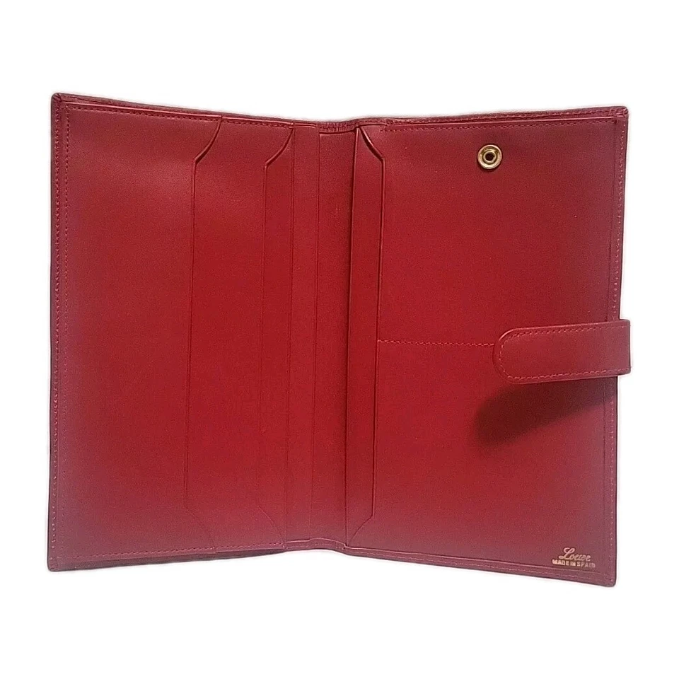 Porta documentos/cartera de cuero rojo Loewe, hecha a mano Madrid España vintage Foto 3 de 4