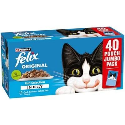 BRANDED FELIX ORIGINAL Fish Selection Jelly Wet Cat Food 40x85g