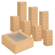50 Pack Kraft Pastry Boxes with Window for Cookies, Cupcake Box (6 x 2.5 In)