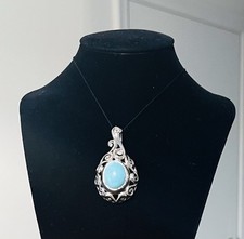 CAROLYN POLLACK STERLING SILVER AMAZONITE ENHANCER PENDANT