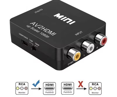 AV zu HDMI Adapter Full HD 1080P Konverter Video Audio TV 3 RCA HDMI Up Scaler