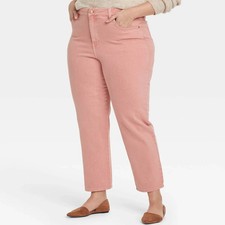 NEW Ava Viv Women's High-Rise Slim/Straight Stretch Jeans - Peach