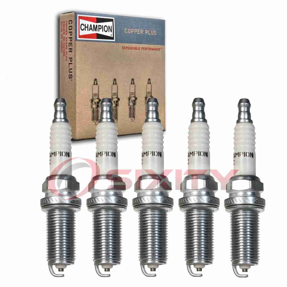 5 pc Champion Copper Plus Spark Plugs for 2006-2013 Volvo C70 2.5L L5 ng
