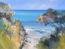 Stretched Canvas Print Over the Bay, Towards Melbourne by Craig Trewin Penny,