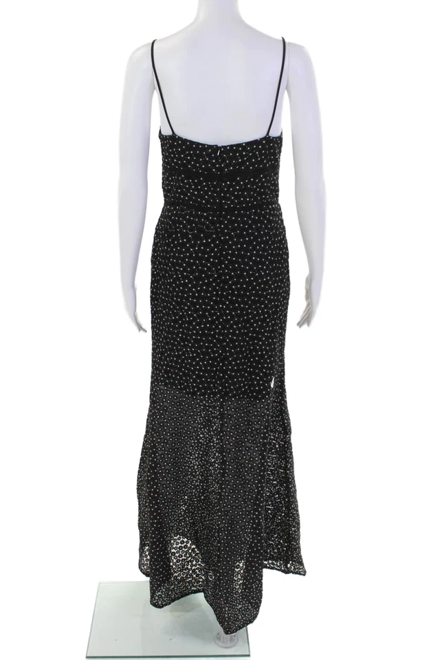 Jill Jill Stuart 女式纹理细肩带衬里圆点长裙黑色 S — 第 3/4 张图片
