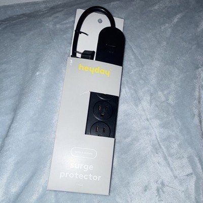 heyday 6-Outlet Surge Protector Power Strip, 3 ft Cord, Black