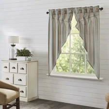 Farmhouse 63"x36"x18" Prairie Panel Pair Blue Rod Window Curtains VHC Brands