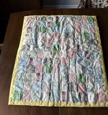 Vintage Handmade Patchwork Baby Quilt/blanket 30x25 - Alice Wonderland Theme