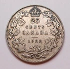 1933 Twenty-Five Cents F-VF Original LOW Mintage George V SILVER Canada Quarter