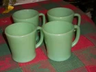 Lot of 4 Vintage Fire King Jade Green Mugs