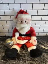 Vtg Pbc Int Animated Lighted Santa Plush Sings Coming To Town Works Christmas