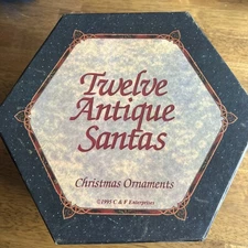 Vintage Christmas Ornaments Twelve Antique Santas Decoupage C&F Enterprises 1995