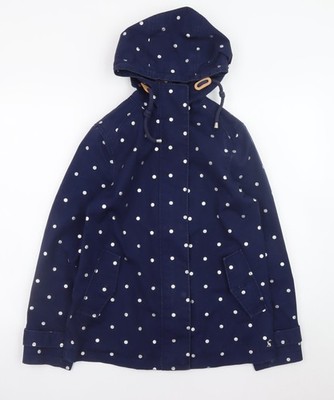 Joules wasserdichter Damen-Regenmantel blau gepunktet UK 8