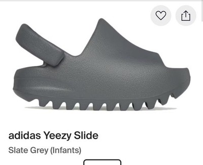 adidas YZY Slide Infants Gray Rubber Sandals Unisex Baby US 4K ID5106