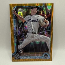 2025 Topps Chrome Gold RayWave Refractors #157 Adam Mazur RC Marlins /50