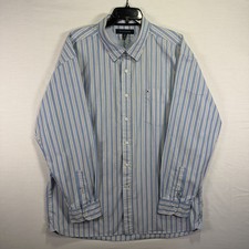 Tommy Hilfiger Shirt Men s Size XL blue Striped Long Sleeve Button Up Classic
