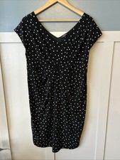 Next Maternity Occasionwear Dress Size 12 Black White Polka Dot Sleeveless Lined