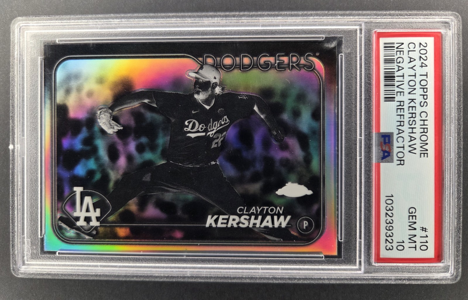 Clayton Kershaw | 2024 Topps Chrome | #110 Negative Refractor | PSA 10 POP 1! view 3