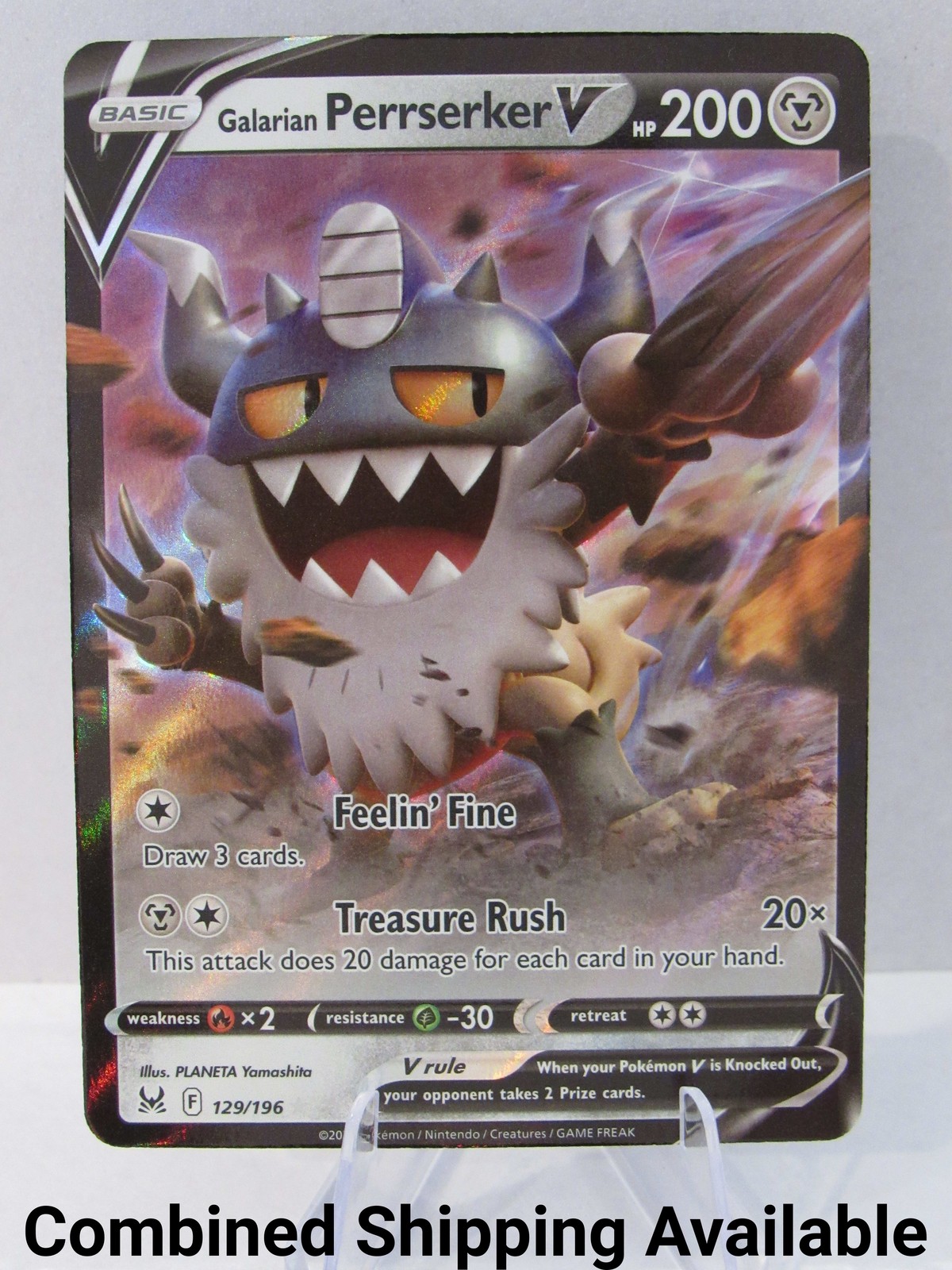 Galarian Perrserker V 129/196 SWSH11: Lost Origin NM Full Art English 8134