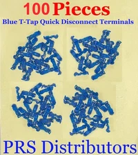 T-TAP Quick Disconnect Wire Connector Blue 18-14 AWG Gauge Terminal 100 Pieces