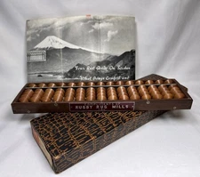 VTG Sun Soroban Japanese Wooden Abacus Tool 1/5 Beads 15 Row Orig Box & Booklet