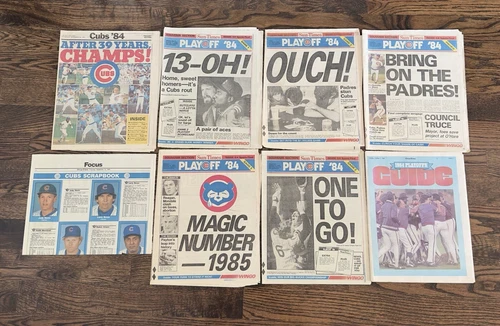 VINTAGE BASEBALL CHICAGO CUBS 1984 PLAYOFF NEWSPAPERS SOUVENIRS