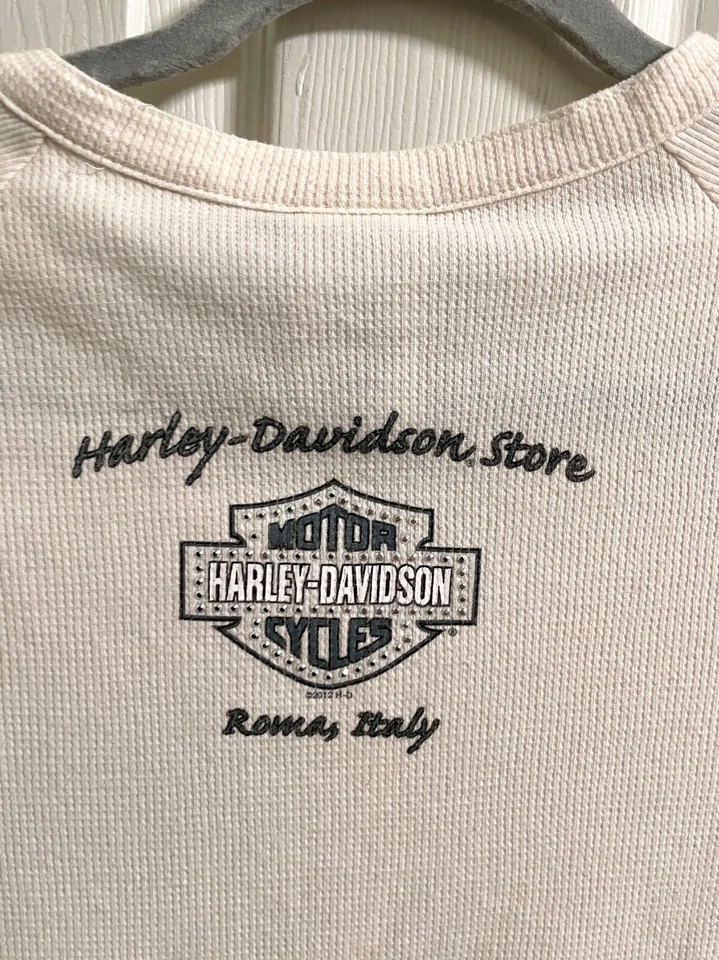 Harley Davidson 2012 top para mujer tejido gofre crema Roma Italia en mezcla de algodón Foto 4 de 4