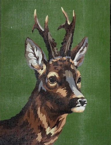 Margot Creations de Paris DEER BUCK HEAD Needlepoint Canvas 13.5" x 17.75" 538 - Picture 2 of 2