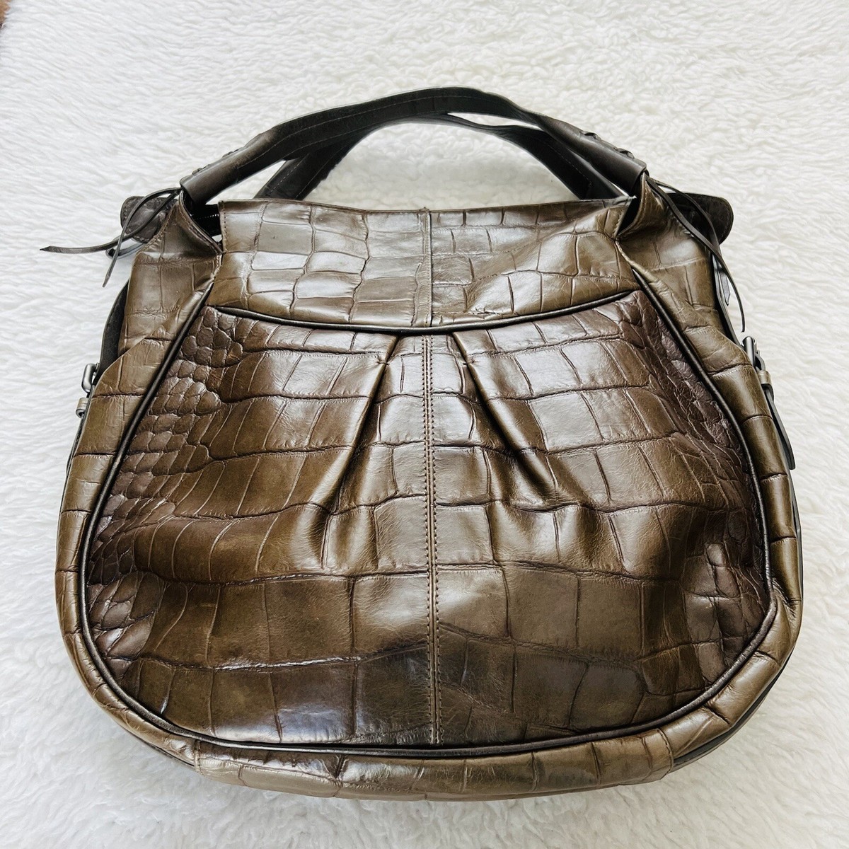 Francesco Biasia Italy Crocodile Embossed Print Genuine Leather
