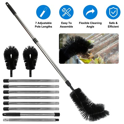 #ad 11.5FT Gutter Cleaning Brush Extendable Telescoping Handle Rain Gutter Cleaner $26.72