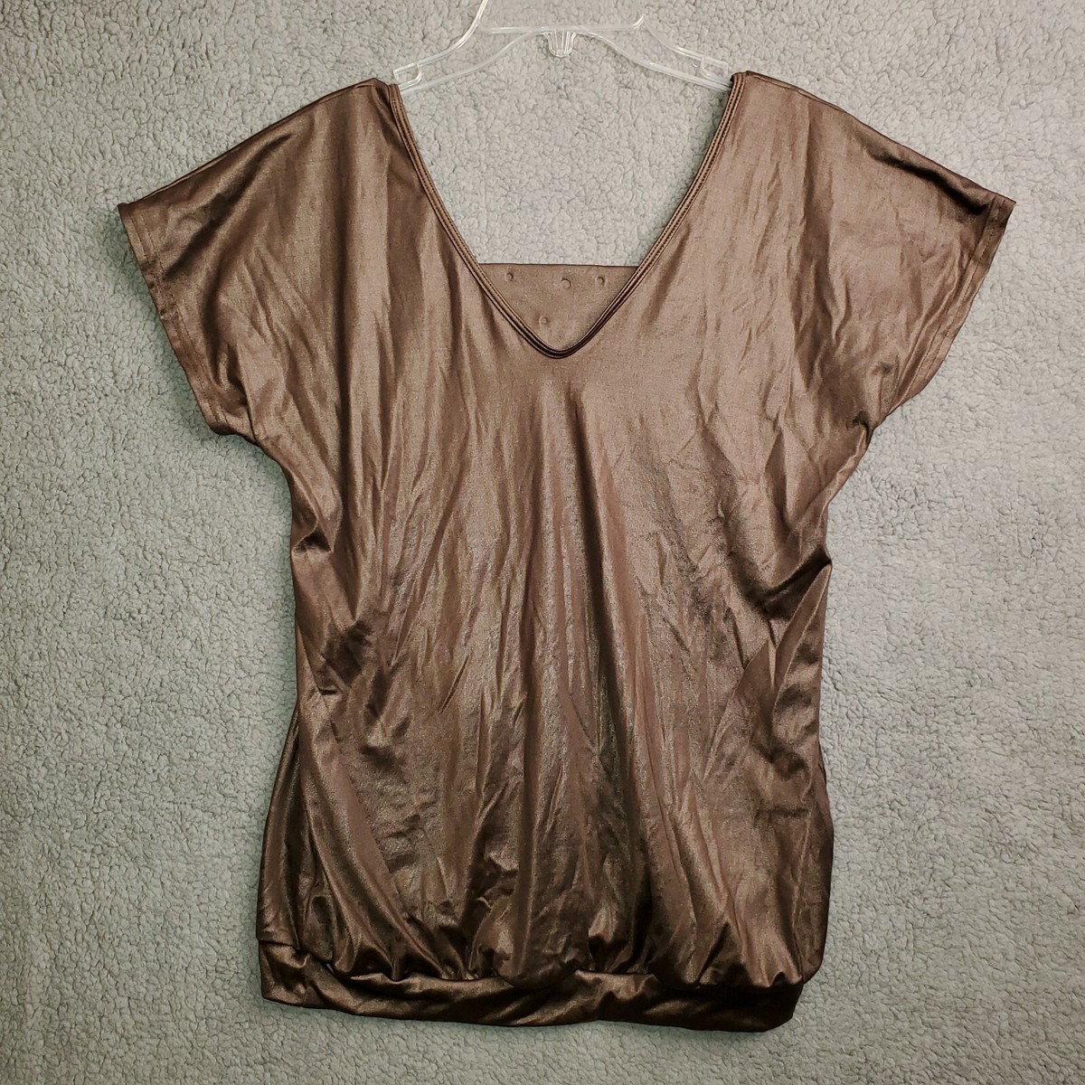 Reverence U.S. Semi-Shiny Brown Dance Top with Rhinestones Size S 