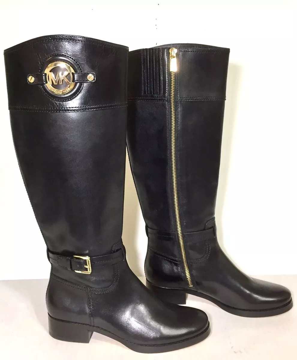 komponist udløb Særlig NEW $295 MICHAEL KORS STOCKARD LEATHER TALL RIDING BOOT BLACK SZ 5.5 WIDE  CALF | eBay