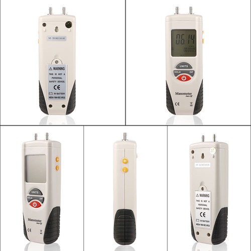 HT-1890 Digital Manometer,Dual Port Air Pressure Gauge HVAC Gas Teste Meter ✦Kd - Picture 8 of 8
