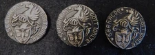3 Vintage Metal German Military Shank Coat Relief Buttons SEEhALDE GOTT WALTE