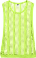 Men's Striped Top Mesh Tank Tops Fishnet Sleeveless See Thru Muscle Undershirts