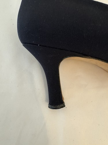 PANCALDI VTG Made in Italy Navy Satin Pump 3 in Heels Sz 10B - Picture 6 of 10