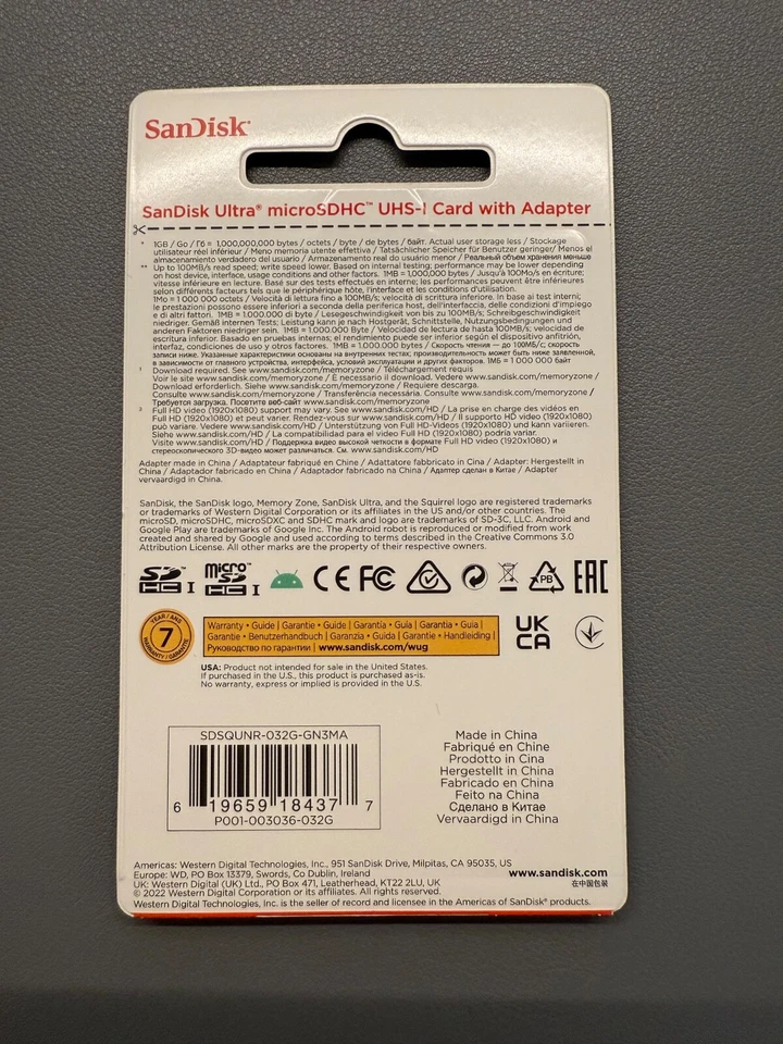 SanDisk Ultra 32 GB microSD SDHC Class 10 Memory Card TF 32GB A1 100MB/s - Image 4 of 4