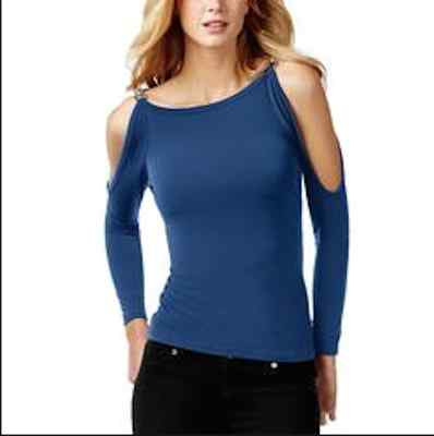 MICHAEL Michael Kors Chain-Trim Cold-Shoulder Top, Amalfi Blue, L