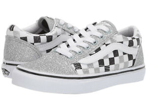 black and silver checkered vans