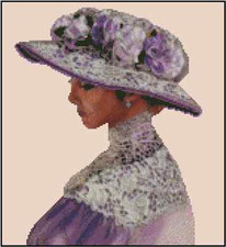 Victorian Lady in Purple Lace Counted Cross Stitch CHART No.30-105