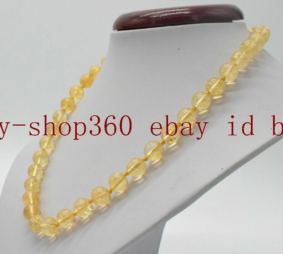 Bonito collar de cuentas de cristal de cuarzo citrino amarillo natural de 6 mm 8 mm 10 mm 18-36"" Foto 2 de 4