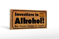 Holzschild Spruch 27X10 Cm Investiere In Alkohol Holz Deko Schild Wooden Sign